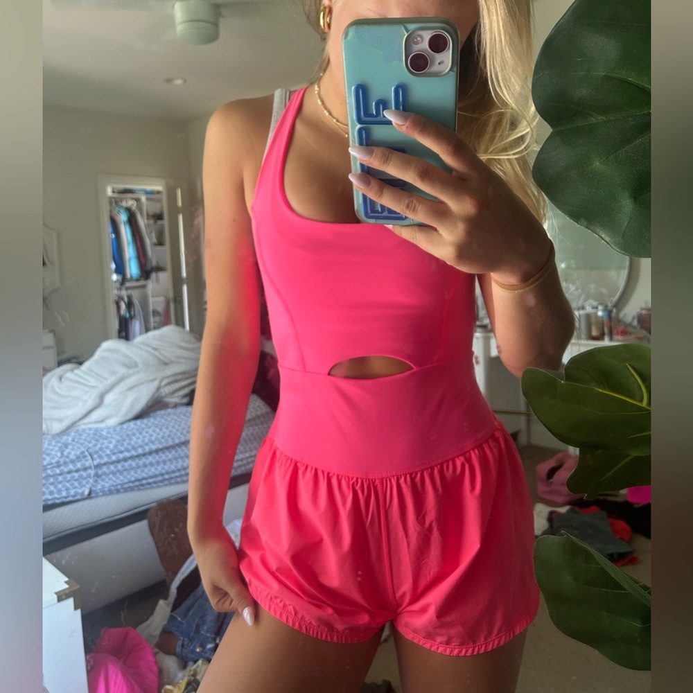 Free People neon pink Righteous Runsie
